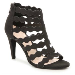 Black Suede Caged Heels